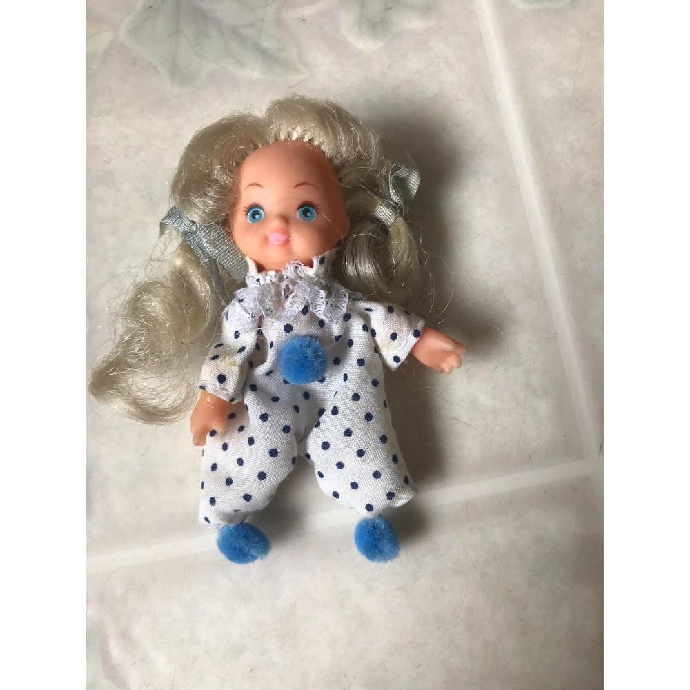 Vintage 3" Doll Stuffed Pellet Durand Corporation‎ Polka Dot Clown Suit